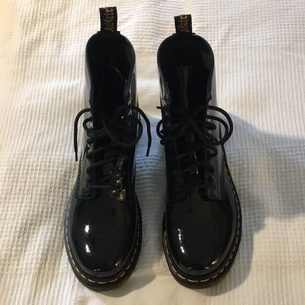Dr Martens black patent leather boots US 10/UK 8